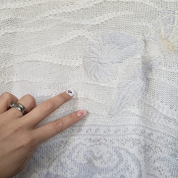 Vintage grandmacore cottagecore knit mermaid short sleeve sea medium large - Picture 6 of 12